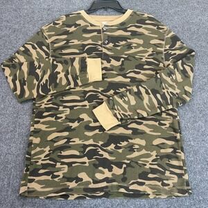 Premier International Men's Camouflage Henley Long Sleeve Shirt Large Outdoors